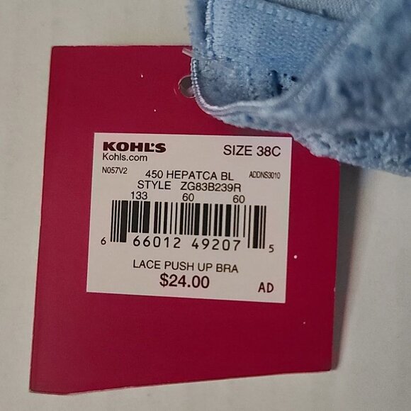 SO Intimates Convertible Lace Push-Up Bra Juniors 38C Blue Plunge Padded NWT - Picture 8 of 8